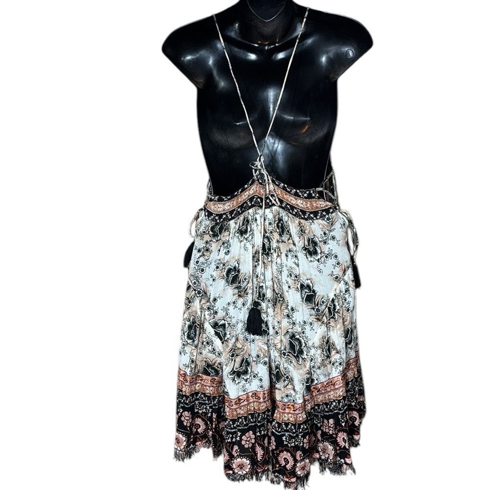 Free people women’s small Casablanca slip dress bohemian floral festival tie - Picture 6 of 8